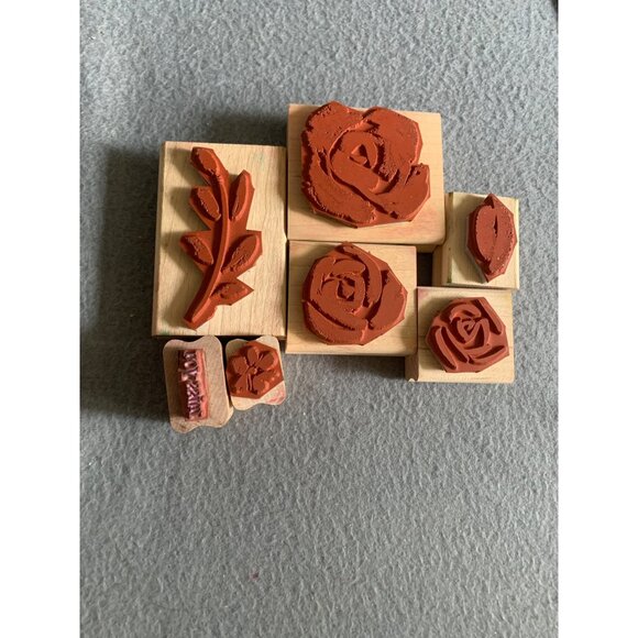 Stampin Up 2003 Wooden Rubber Stamp Set - Floral & Miss You Design - Picture 4 of 4